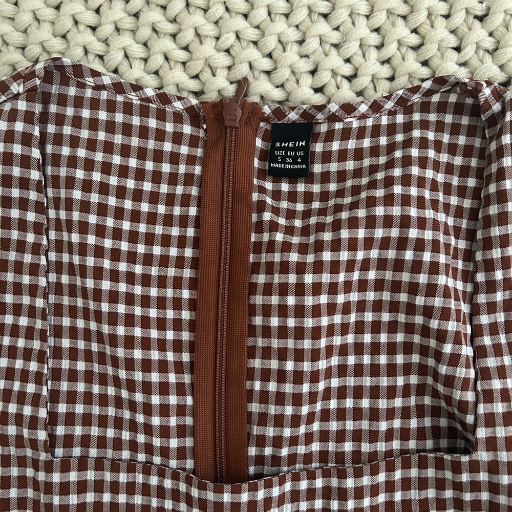 Brown Checkered Dress - Picture 4 of 6